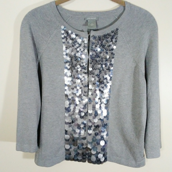 Ann Taylor Sweaters - Ann Taylor | cardigan gray with sequins sz Medium